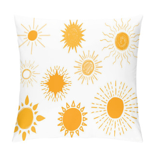 Personality  Set Of Different Hand Drawn Suns, Vector Illustration Pillow Covers