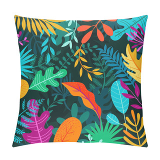 Personality  Jungle Black Background With Tropical Palm Leaves. Exotic Plants Template. Pillow Covers