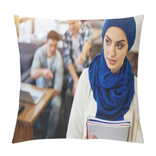 Personality  Pleasant Beautiful Muslim Student Being Abused Pillow Covers
