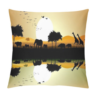 Personality  Beauty Silhouette Of Safari Animal Pillow Covers
