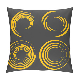 Personality  Set Of Yellow Triangle Stripes In Circle And Spiral Form, Vector Illustration Pillow Covers