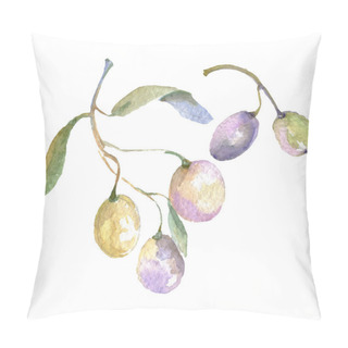 Personality  Olive Branches With Green Fruit And Leaves. Watercolor Background Illustration Set.  Pillow Covers