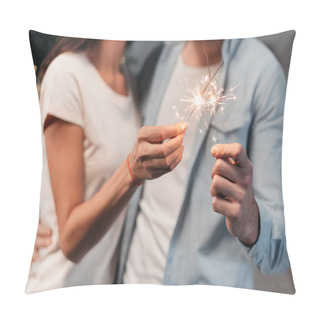 Personality  Young Couple With Sparklers Pillow Covers