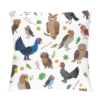 Personality  A Bird Forest Seamless Pattern. Woodland Animals. Pillow Covers