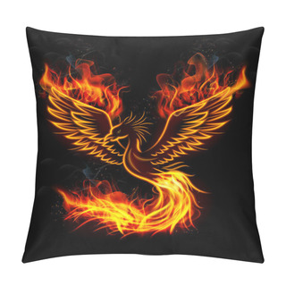 Personality  Fire Burning Phoenix Bird With Black Background Pillow Covers