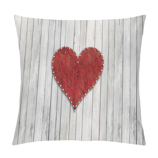 Personality  Red Heart On Wooden Board Pillow Covers