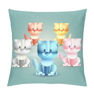 Personality  Five Funny Cats. Vector Illustration Pillow Covers