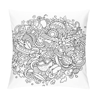 Personality  Seychelles Hand Drawn Cartoon Doodles Illustration. Funny Travel Design. Pillow Covers