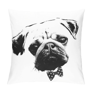 Personality  Black And White Graphic Style Pug Dog Pillow Covers