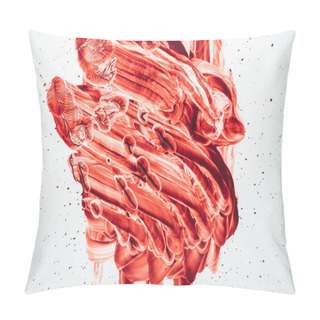 Personality  Top View Of Blood Smeared With Hand On White Pillow Covers