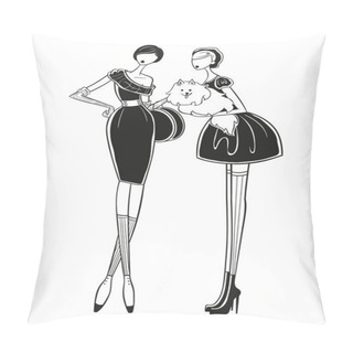 Personality  Girls With Dog Pillow Covers