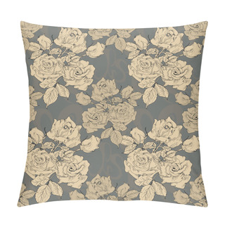 Personality  Vintage Monochrome Roses Seamless Pattern Pillow Covers
