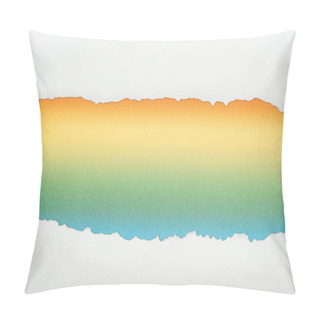 Personality  Ripped White Textured Paper With Copy Space On Multicolored Background  Pillow Covers