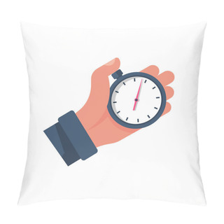 Personality  Stopwatch In Hand, Icon Isolated On White Background Pillow Covers