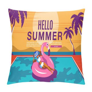 Personality  Summer Holiday, Poster , Banner, Sunshine ,Vector Illustration. Pillow Covers