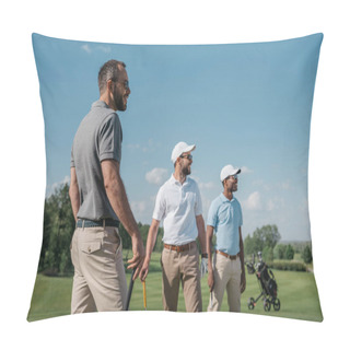 Personality  Multiethnic Golf Players Looking Away Pillow Covers