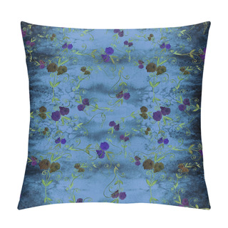 Personality  Branch With Flowers And Leaves Of Sweet Pea On A Watercolor Background. Watercolor.Seamless Pattern.  Pillow Covers