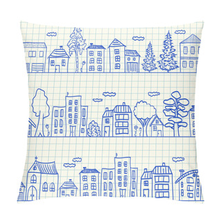 Personality  Houses Doodles Seamless Pattern Pillow Covers