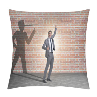 Personality  Concept Of Businessman Liar With His Shadow Pillow Covers