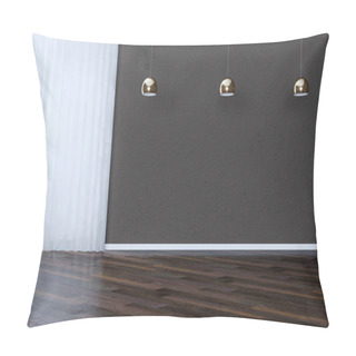 Personality  Empty Interior With Dark Walls And Large Window. Decorative Vase Pillow Covers