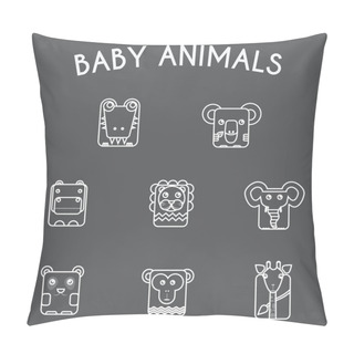 Personality  Wild Baby Animals Icons Set Pillow Covers