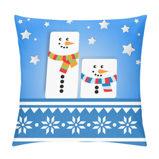 Personality  Vector Background With Snowmans. Pillow Covers