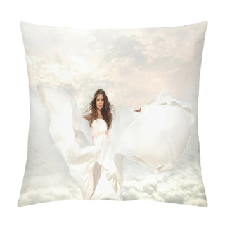 Personality  Fairy Young Women To Ascend Into Heaven. Female Looks Angel With Pillow Covers