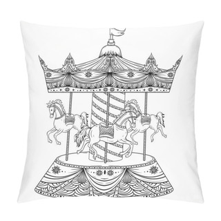 Personality  Vintage Carousel. Hand Drawn Vector Illustration Pillow Covers