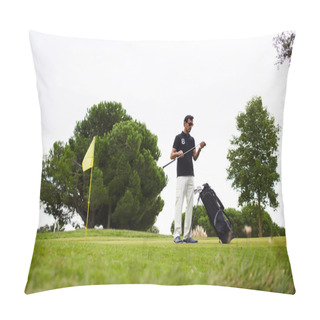 Personality  Man Playing Golf At Beautiful Summer Day Pillow Covers