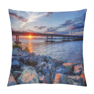 Personality  View Of A Bridge Silhouette Pillow Covers