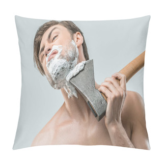 Personality  Man Shaving With Ax Pillow Covers
