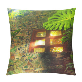 Personality  Exotic Monstera Flower. Bright And Colorful Leaves Pillow Covers