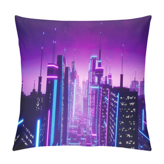 Personality  Metaverse City Or Cyberpunk Concept, 3d Render Pillow Covers