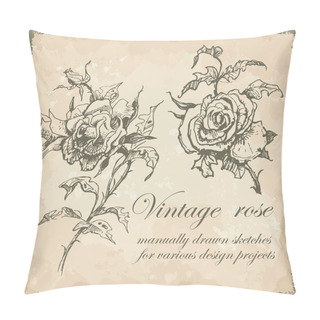Personality  Hand Drawn Sketch Of Roses Pillow Covers