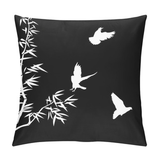 Personality  White Bamboo And Small Birds Pillow Covers