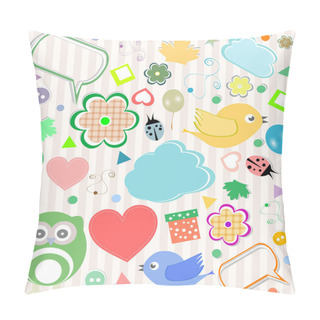 Personality  Set Of Design Elements - Owls, Birds, Flowers, Ladybugs Pillow Covers