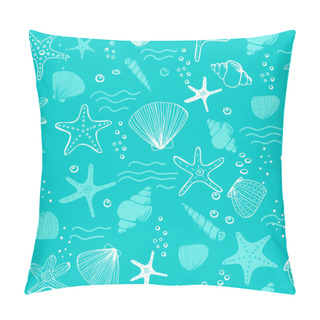 Personality  Sea Shells, Seastars And Corals Seamless Background Pillow Covers