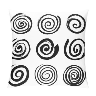 Personality   Set Of Swirling Circles. Swirling Grungy Elements. Black Spiral Pillow Covers