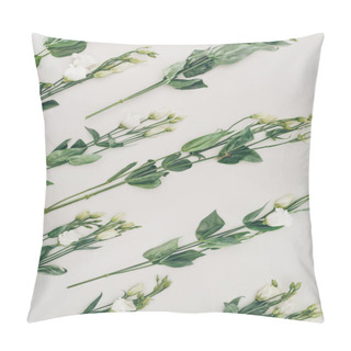 Personality  Pattern From Beautiful Blooming White Flowers With Green Leaves On Grey  Pillow Covers