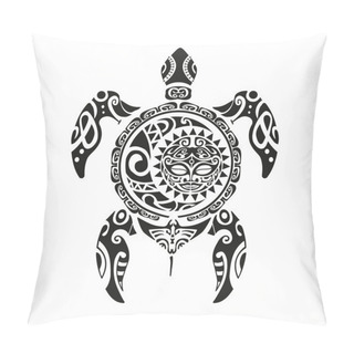 Personality  Turtle Tattoo In Maori Style. Vector Illustration EPS10 Pillow Covers