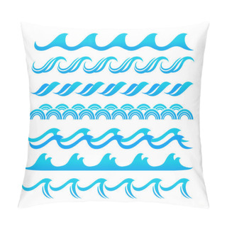 Personality  Water Waves Design Elements Vector Set Pillow Covers