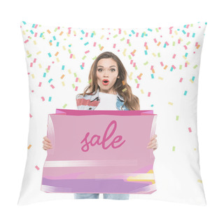 Personality  Woman With Sale Banner Pillow Covers