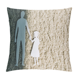 Personality  Top View Of Paper Figures On Carpet, Domestic Violence Concept Pillow Covers