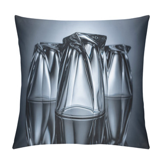 Personality  Transparent Empty Glassware On Grey With Reflections Pillow Covers