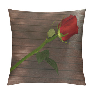 Personality  Red Rose On Dark Wooden Table Pillow Covers