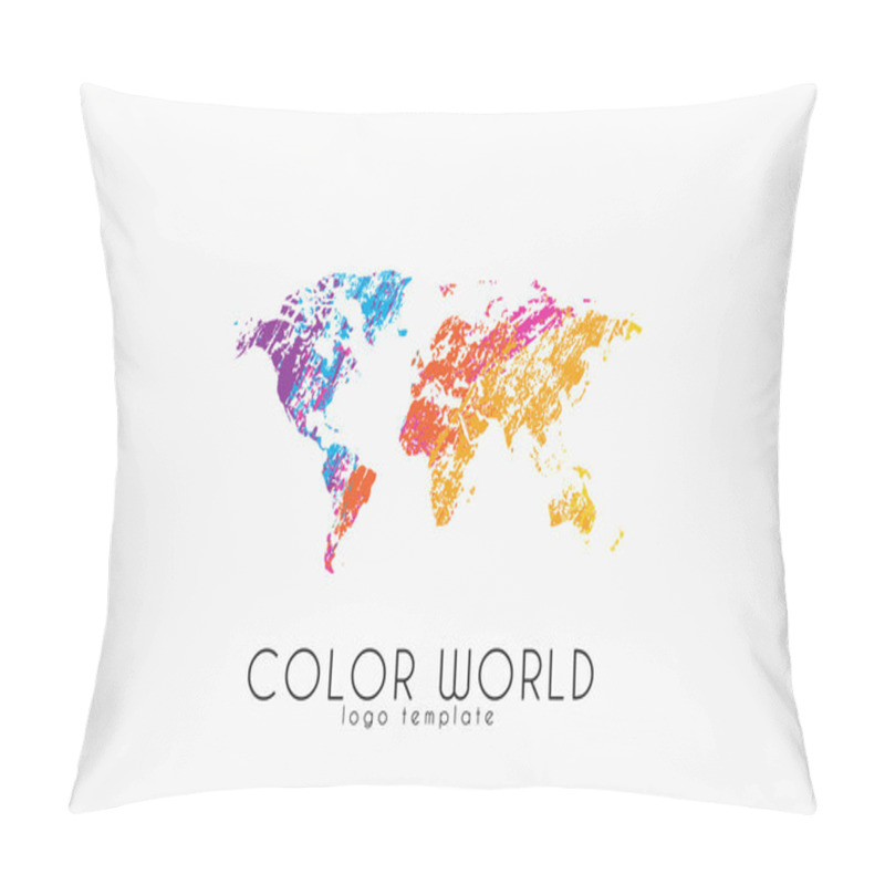 Personality  World Map Logo. World Logo. Color World. Creative Logo. Travel Logo Design. Pillow Covers