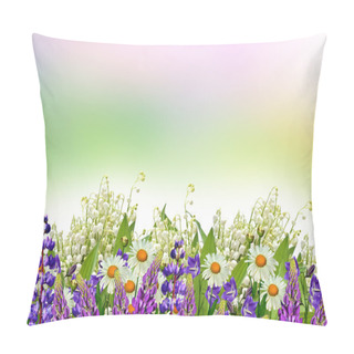 Personality  Summer Landscape With Wildflowers. Pillow Covers