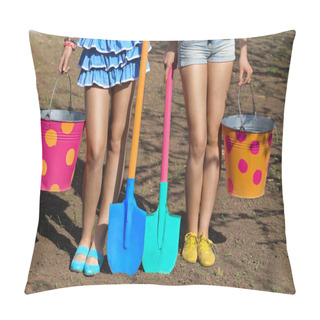 Personality  Girls With Buckets And Shovels Pillow Covers