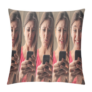 Personality  Angry Woman With Phone Pillow Covers