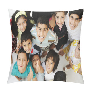 Personality  Large Group Of Happy Children, Different Ages And Races, Crowd Pillow Covers